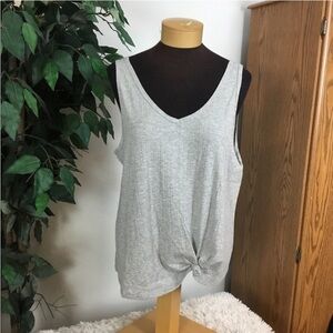 SO double V Neck knotted front tank top Woman’s Juniors size XL gray
